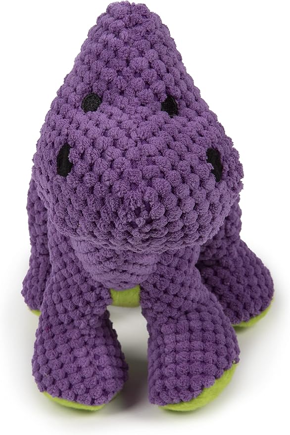 goDog Dinos Bruto Checkers Tough Plush Toy with Chew Guard Technology, Durable Checkered Fabric & Squeaker for Active Play, Purple, Large
