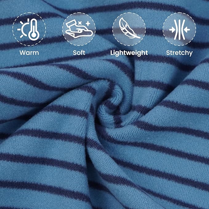 ROZKITCH Fleece Dog Pjs for Medium Dogs Boy, Cozy Stretchy Turtleneck Jumper for Winter Spring Autumn, Machine Washable Pet Clothes for Indoor & Outdoor BlueStripe L