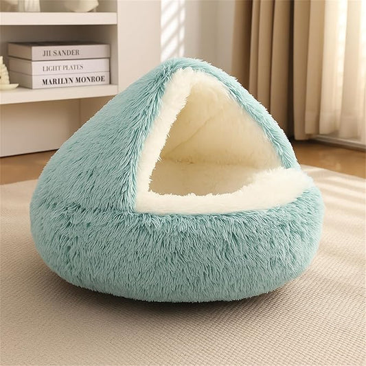 Nest Bed - Lapcatz Cat Beds for Indoor Cats, Fluffy Cat Bed Cave Plush Warm Nest for Cats (Green,XXL 32"x32")