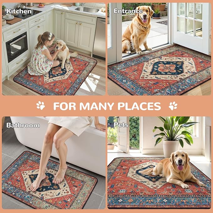 Lahome Super Absorbent Washable Pee Pads for Dogs - Secure Floor Protection - Non-Slip, Leakproof Reusable Pads for Training, Crates & Playpens (2 Pack, 36"x36", Red)