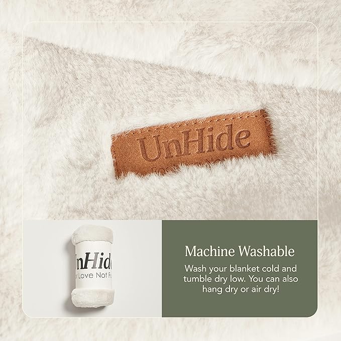 UnHide Lil’ Marsh - Faux Fur Blanket - Durable, Lightweight, Extra Soft Blanket - Machine Washable - Add a Layer of Softness to Any Bed, Couch, or Reading Chair - Snow White, Small (50” x 60”)