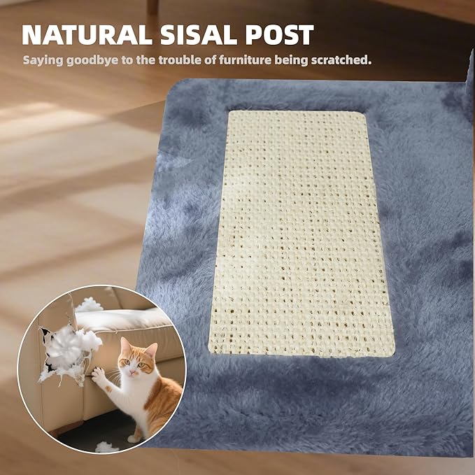 ROYPET Multifunctional Cat Scratching Posts for Indoor Kittens,Cat Scratching Pads for Play and Activity,Scratching Posts with Feather Toys and Spring Hanging Balls,Grey