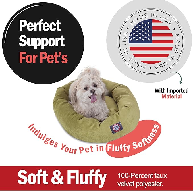 Majestic Pet Villa 24 Inch Shredded Memory Foam Dog Bed for Small Sized Dogs 24x19x7 Inch–Orthopedic Dog Bed-Durable Pet Bed - Washable Small Pet Bed with Head Support-Apple