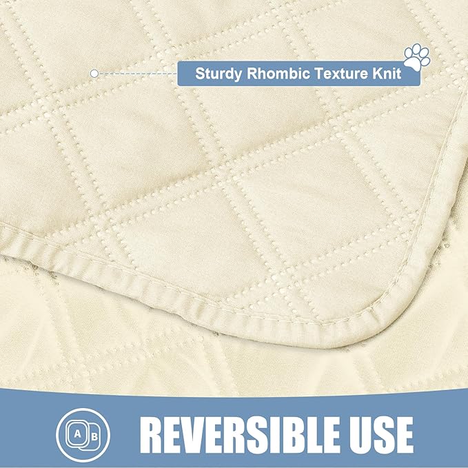 Smiry Waterproof Dog Bed Cover Pet Blanket, Soft Washable Dog Blanket for Furniture Bed Couch Sofa Reversible, Checkered (40"x80", Beige/Beige)