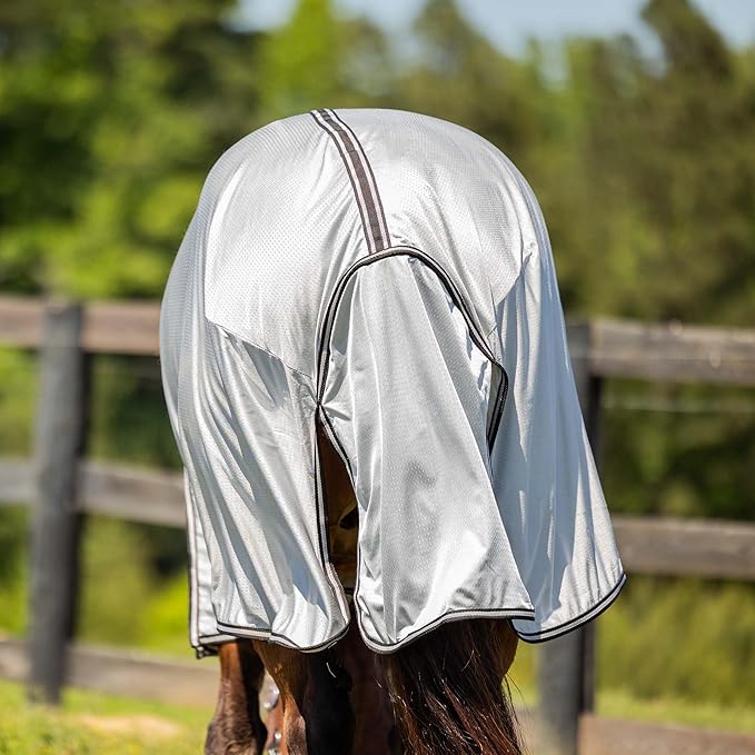 Equinavia Aktiv Athletic Detachable Neck Fly Sheet | Ultralight Poly Fabric | Extended Protection - Silver Gray - 78 in
