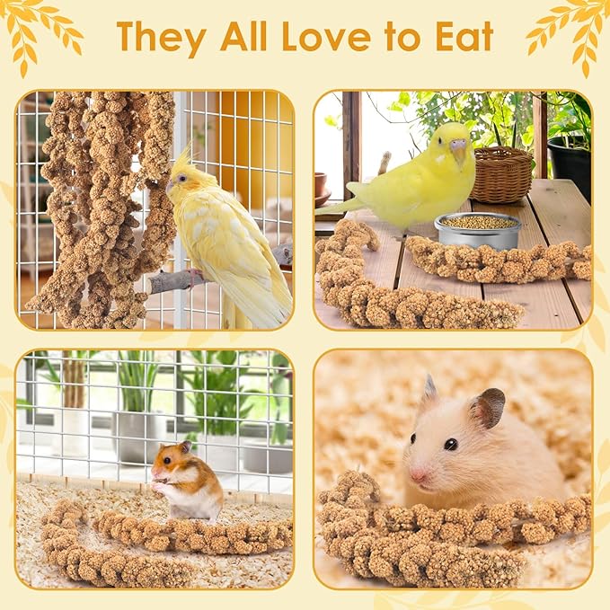 KATUMO Bird Millet Treats, 1.1LB / 500g Natural Healthy Parrot Millet Spray Cockatiel Treats for Parakeet Budgie Finch Conure Pigeon Lovebird Hamster