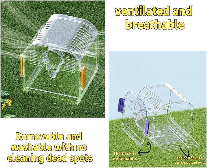 Portable Plastic Bird Cages，Travel Bird Cage,Lightweight Waterproof Ventilated Small Bird Cage,Outdoor Use Easy to Carry,for Small Birds, Budgies and Pet Birds (Green, A)