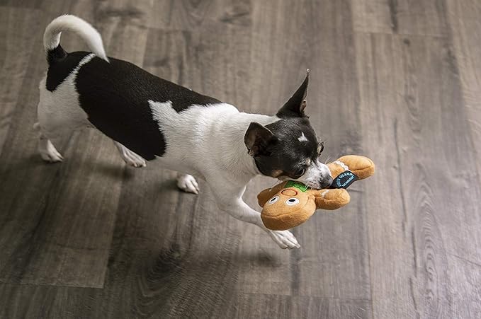 goDog Christmas Gingerbread Man Squeaky Plush Dog Toy, Chew Guard Technology - Brown, Small (Pack of 2)