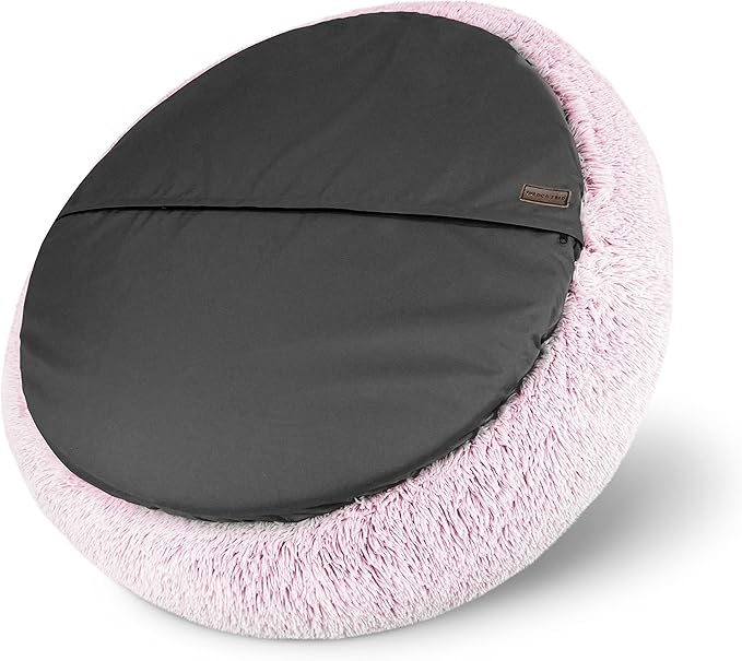 The Dog’s Bed Sound Sleep Original Calming Dog & Cat Bed, Anti-Anxiety Plush Faux Fur Donut Nest Snuggler, with Removable Cover