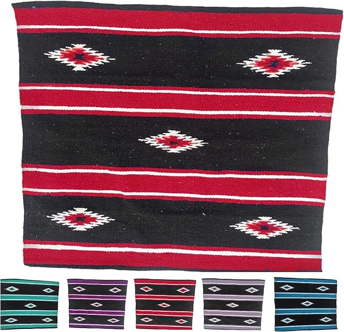 Majestic Ally 36"x 34" Navajo Design Acrylic Saddle Blanket -2.4 lbs (Red and Black)