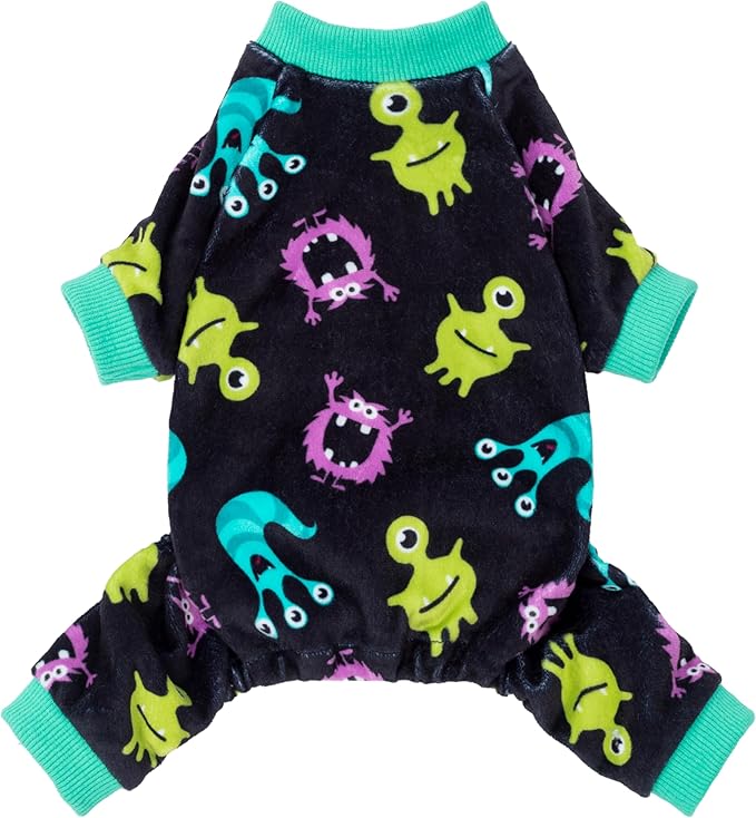 Fitwarm Cute Monster Halloween Dog Pajamas, Funny Costumes for Small Dogs Boy Girl, Festive Pet Clothes, Green, Purple, Black, XXL