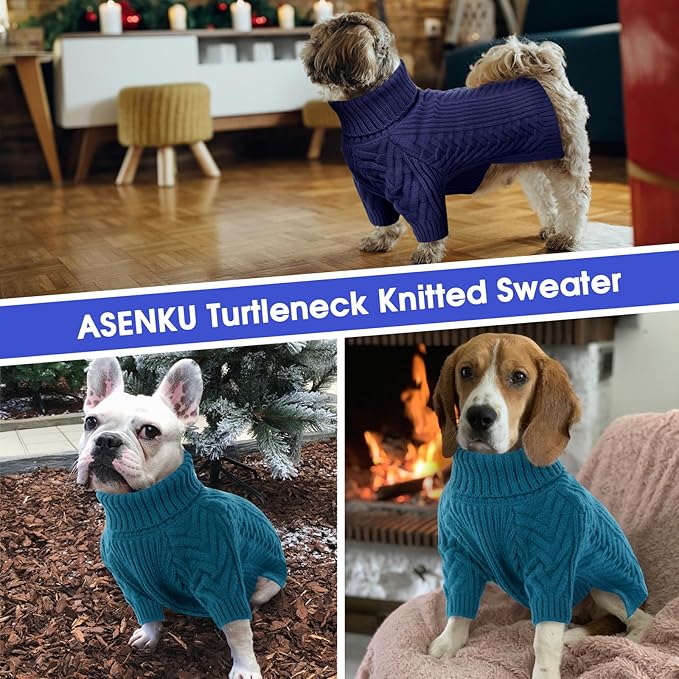 ASENKU XL Dog Sweater, Dog Sweaters for Extra Large Dogs,Pet Sweatshirt Apparel Turtleneck Pullover Winter Pitbull, Labrador Retriever(Royal Blue, X-Large)