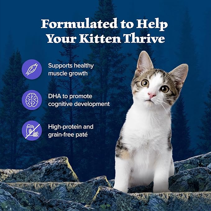 Blue Buffalo Wilderness High-Protein Grain-Free Wet Kitten Food, Chicken Paté Recipe, 3-oz Cans, 24-Count