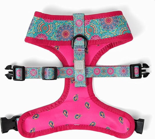 Lucky Love Dog, Boho Chic Reversible Dog Vest, Vivid Pink and Turquoise Dog Vest for Girl Boy Dogs, Stylish Dog Accessory - (Large, Clara Vest)