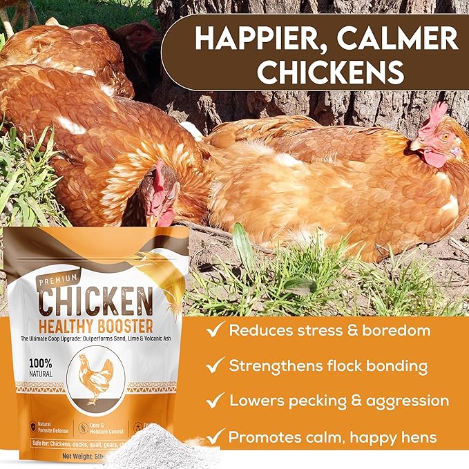 Chicken Dust Bath Sand Mix – Natural Poultry Dust for Feather & Skin Care | Diatomaceous Earth Blend | Coop Cleaner & Odor Control | Safe for Chickens, Ducks, Chinchillas-5 lbs