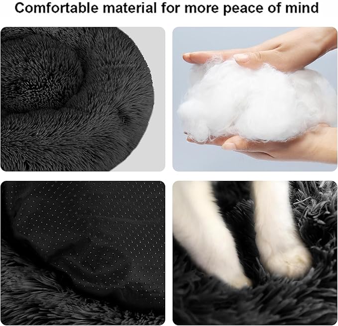Nisrada Dog Bed for Small Medium Large Dogs, 20 inch Calming Dogs Bed, Washable-Round Cozy Soft Pet Bed for Puppy and Kitten with Slip-Resistant Bottom