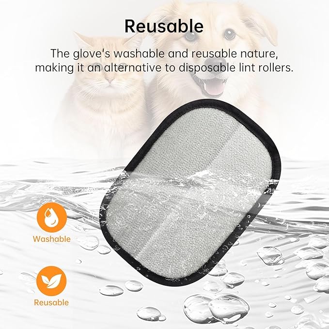 Reusable Pet Hair Removal Gloves, Cat Dog Electrostatic Hair Remover Grooming Glove Tool