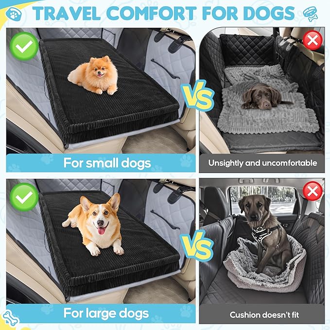 Dog Car Bed, Non-Slip Backseat Extender Pet Mat, Removable Washable Dog Bed for SUVs, Sedans & Trucks, Anti-Slip Travel Bed for Dogs, Easy Clean & Scratch-Proof & Comfort (56"x28.7")