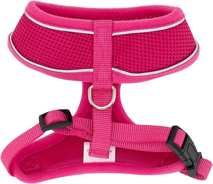 AIITLE Choke-Free Dog Vest Harness with Triple-Layer Mesh, Reflective & Adjustable Chest Belt, Easy On/Off for Pekingese, Schnauzer – Durable for Daily Walks, Parties (L, Hot Pink)