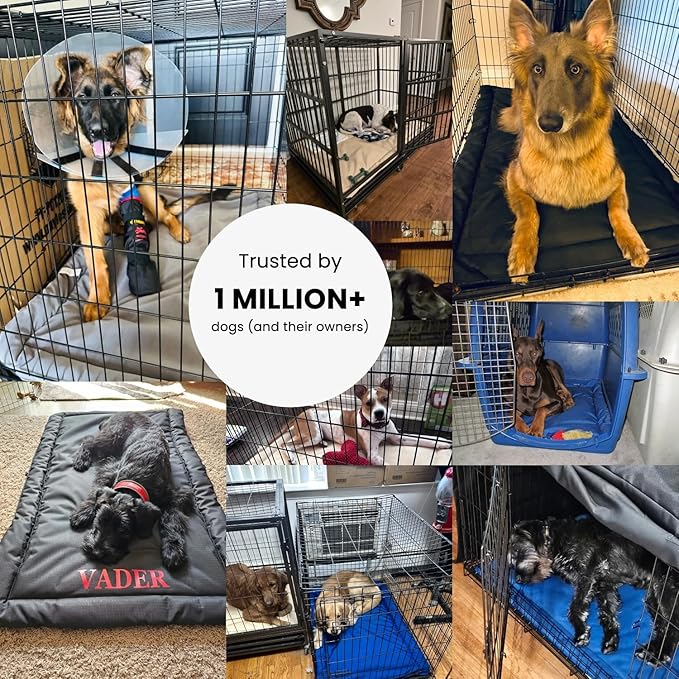 K9 Ballistics Tough Ripstop Dog Crate Pad - Durable, Machine Washable Kennel & Travel Mat for Large Dogs, 41 x 27 Fits 42" Wire Crates, Blue Quartz