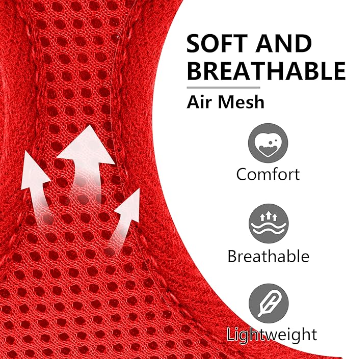 AIITLE Christmas Breathable Dog Harness for Small Dogs, Comfortable Adjustable Plaid Mesh Vest with Quick-Release Buckle, Reflective Safety Strips – Perfect for Poodles, Teddy Dogs (M, Red)
