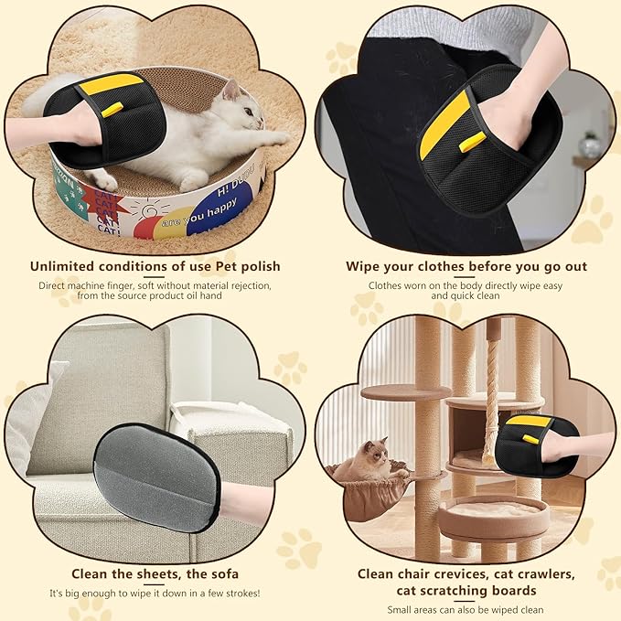 Pet Hair Removal Glove for Cats & Dogs,Upgrade Efficient Grooming Gloves for Pet Hair, Cat Grooming Gloves for Hair Removal, Reusable Pets Hair Remover Glove, Removal Gloves for Pets Hair (2 PCS)