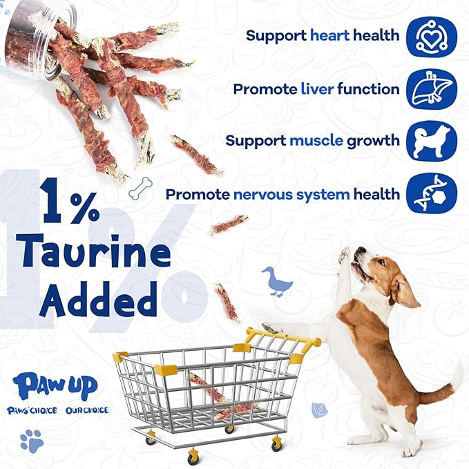 PAWUP Cod Skin Dog Treats with Duck Dog Snacks High Protein and Omega-3, Natural Dog Chews w/Taurine, 12.5 oz