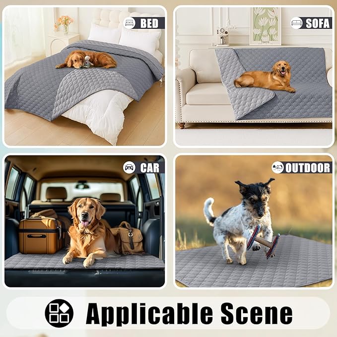 Smiry Waterproof Dog Bed Cover Blanket, Soft Reversible Pet Blanket, Washable Leakproof Cats Dogs Couch Cover for Sofa, Couch, Furniture, Plaid (40x50 Inch, Grey/Light Grey)