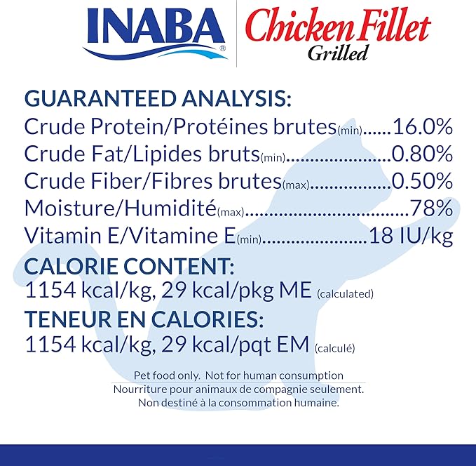INABA Premium Hand-Cut Grilled Chicken Fillet Cat Treats/Topper with Vitamin E and Green Tea Extract, 0.9 Ounces Each, Pack of 6, Scallop Broth