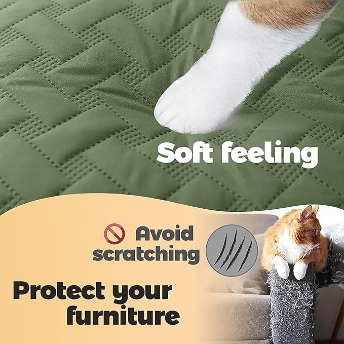 gogobunny 100% Double Sided Waterproof Dog Blanket Soft Pet Bed Cover Reversible Protect Furniture Couch Sofa Car for Puppy Cat Kids (Dark Green/Light Green, 82x120 Inch (Pack of 1))