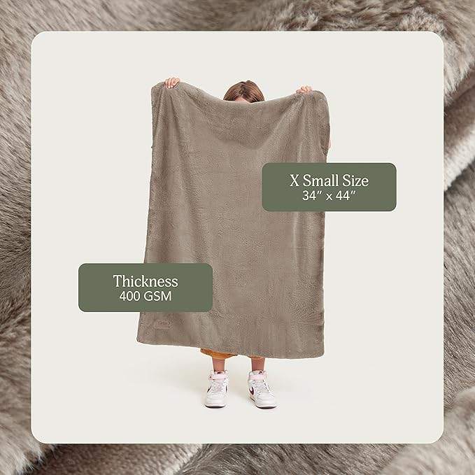 UnHide Lil’ Marsh - Faux Fur Blanket - Durable, Lightweight, Extra Soft Blanket - Machine Washable - Add a Layer of Softness to Any Bed, Couch, or Reading Chair - Taupe Ducky, X-Small (34” x 44”)
