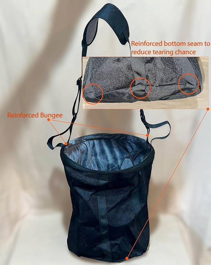 Reinforced Horse Mesh Feed Bag, Adjustable Strap, Padded Nose, Heavy Duty Horse Feed Bag, Reinforced Bottom Stitching, Holds 8qt Grain Bucket, no Mess, soak Feed in Bag, Horse Feed Bag