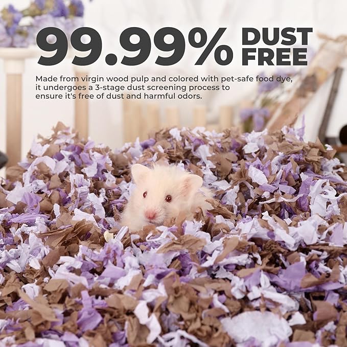 mini&moe Hamster Bedding 23 Liters:Hamster Bedding Dust-Free and Odor Control Moisture Absorbent Natural Paper Small Pet Bedding - for Guinea Pigs, Hamsters, Rabbits, and Small Animal