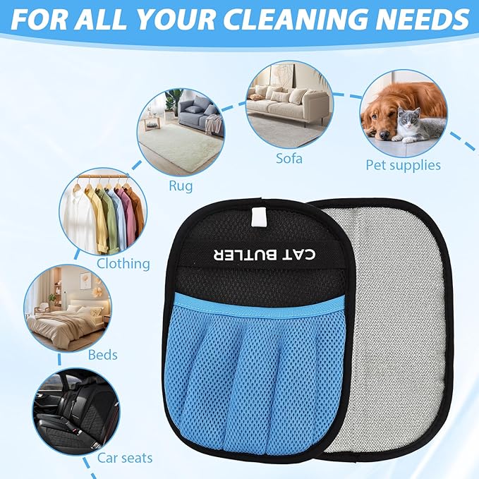 New Upgrade Electrostatic Gloves Pet Hair & Pet Hair Removal Glove for Cats ＆ Dogs - Reusable Grooming Mitt for Efficient Shedding Control