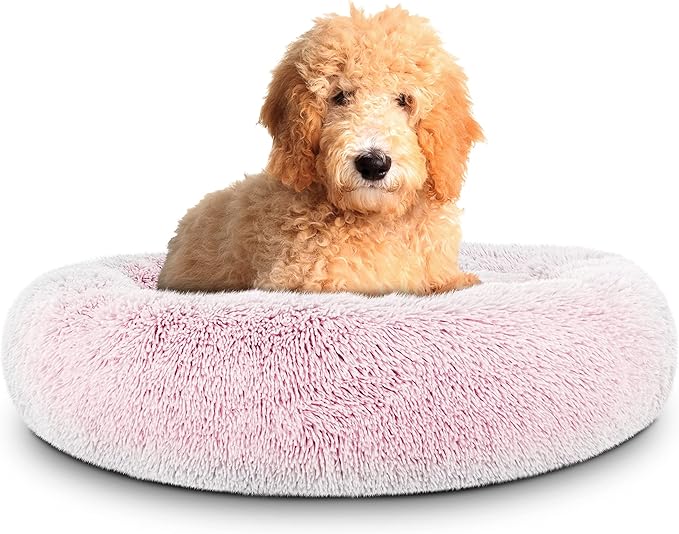 The Dog’s Bed Sound Sleep Original Calming Dog & Cat Bed, Anti-Anxiety Plush Faux Fur Donut Nest Snuggler, with Removable Cover