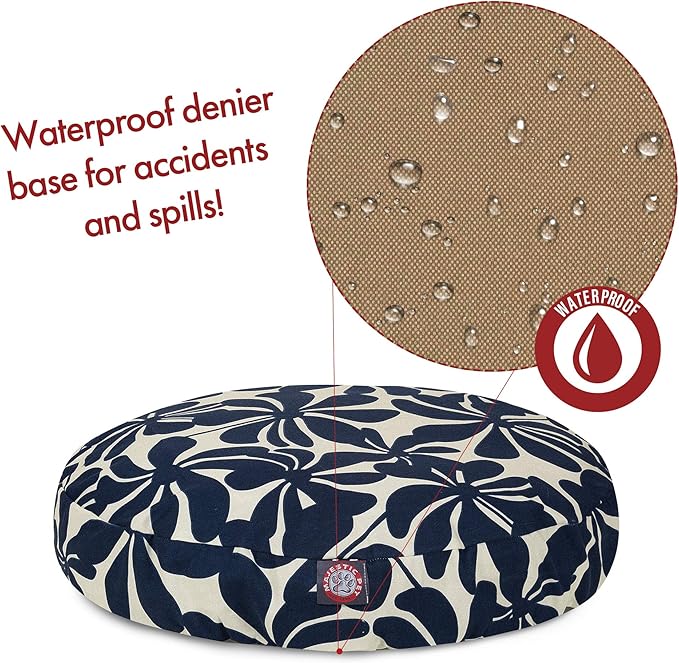 Navy Blue Plantation Large Round Indoor Outdoor Pet Dog Bed With Removable Washable Cover By Majestic Pet Products