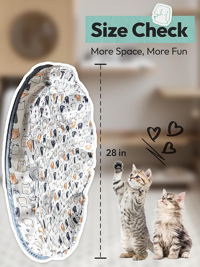 Interactive Cat Toy with Moving Ball, USB Rechargeable Undercover Hide and Seek Mat for Indoor Cats & Kittens, Automatic Exercise & Entertainment Play Pad