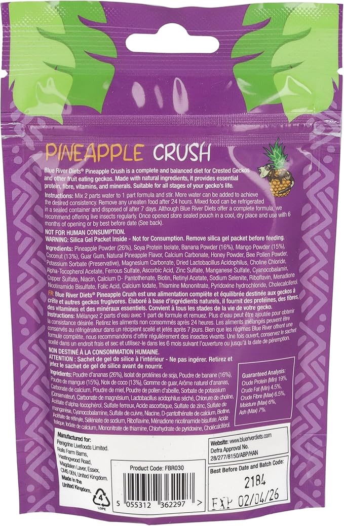 Crested Gecko Diet | Pineapple Crush | All Natural Low Fat Complete Gecko Food | 2.1oz