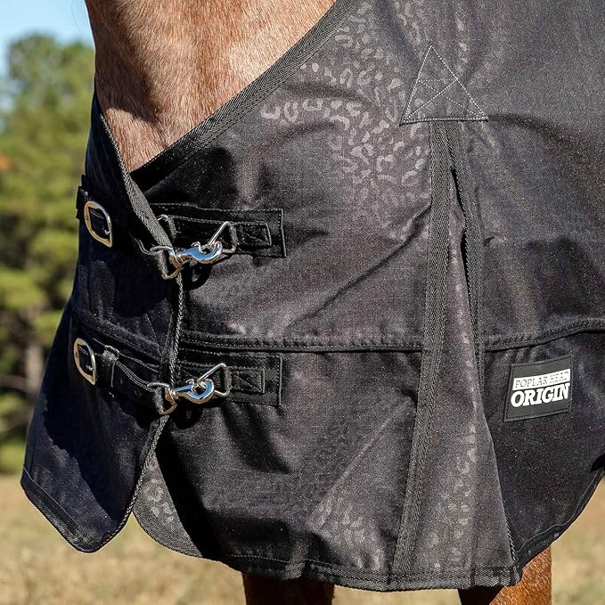 Jeffers Poplar Head 600 Denier Turnout Sheet for Horses, 0g Polyfill, 66"- Waterproof, Windproof Lightweight Horse Blanket, Adjustable Chest Belly Straps, Tail Flap, Stable Blanket - Covert Cheetah