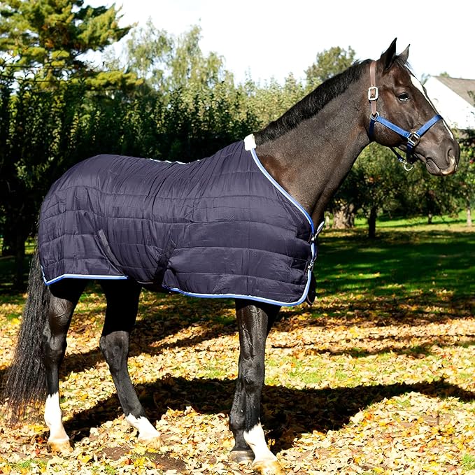 HORZE Glasgow Anti-Slip Stable Horse Blanket (100g Fill) - Dark Blue - 75 in