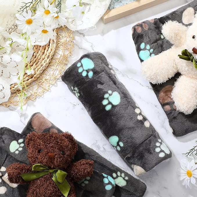 Tuanse 4 Pack Ultra Soft Dog Cat Bed Mat with Cute Prints Reversible Fleece Dog Crate Kennel Pad Cozy Washable Thickened Hamster Guinea Pig Pet Bed Mat for Small Animals(13 x 10 Inches,Black)