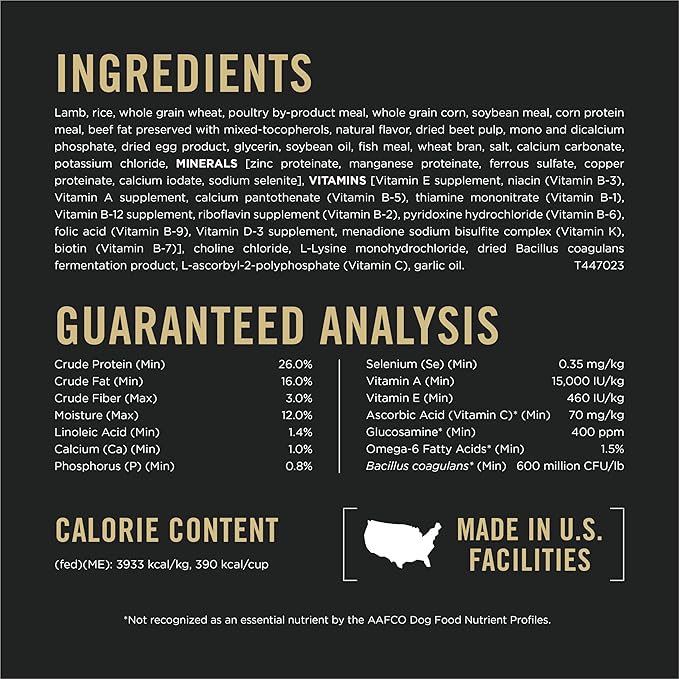 Purina Pro Plan Complete Essentials Shredded Blend Lamb and Rice High Protein Dog Food with Probiotics for Dogs - 5 lb. Bag