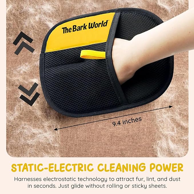 Pet Hair Removal Gloves 2-Pack – Electrostatic Reusable Fur Remover Mitts for Cat & Dog Hair – Washable Lint Remover for Couch, Clothes, Car & Pet Beds
