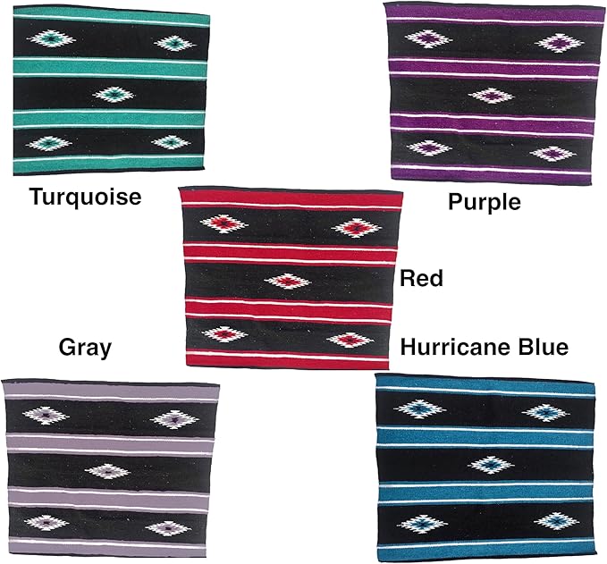 Majestic Ally 36"x 34" Navajo Design Acrylic Saddle Blanket -2.4 lbs (Turquoise Green and Black)