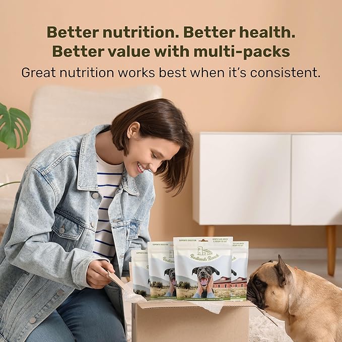 BADLANDS RANCH by Katherine Heigl- Superfood Complete, Air-Dried Adult Dog Food - High Protein, Zero Fillers, Superfood Nutrition (64 Ounce (Pack of 4), Beef)