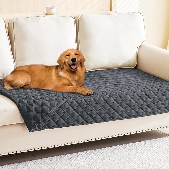 Smiry Waterproof Dog Bed Cover Pet Blanket, Soft Washable Dog Blanket for Furniture Bed Couch Sofa Reversible, Checkered (40"x80", Dark Grey/Dark Grey)