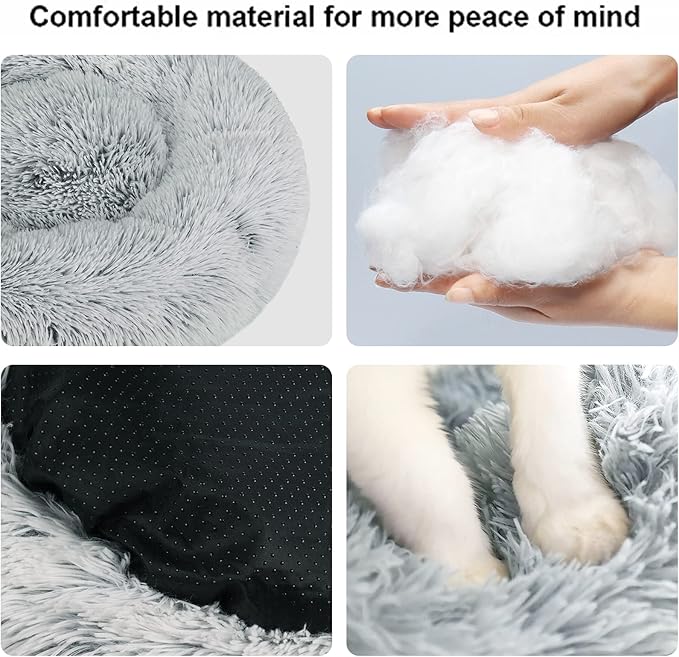 Cat Beds for Indoor Cats,24 Inch Dog Bed for Small Melium Large Dogs, Washable-Round Pet Bed for Puppy and Kitten with Slip-Resistant Bottom