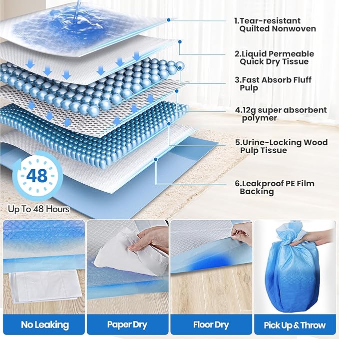 Gimars Thicker Heavy Absorbency Pet Training Puppy Pads 28"x34"- Extra Large Disposable Polymer Quick Dry No Leaking Pee Pads for Dogs, Cats, Rabbits and Other House Training Pets, 30 Count