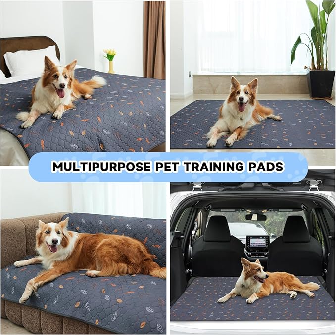 Sunheir Washable Pee Pads for Dogs 2-Pack Reusable Puppy Pads Pet Training Pads, Waterproof Dog Pee Pads for Crate, Whelping Pad, Non-Slip Protects Against Urine Leakage (Leaves - Pink, 18x24)