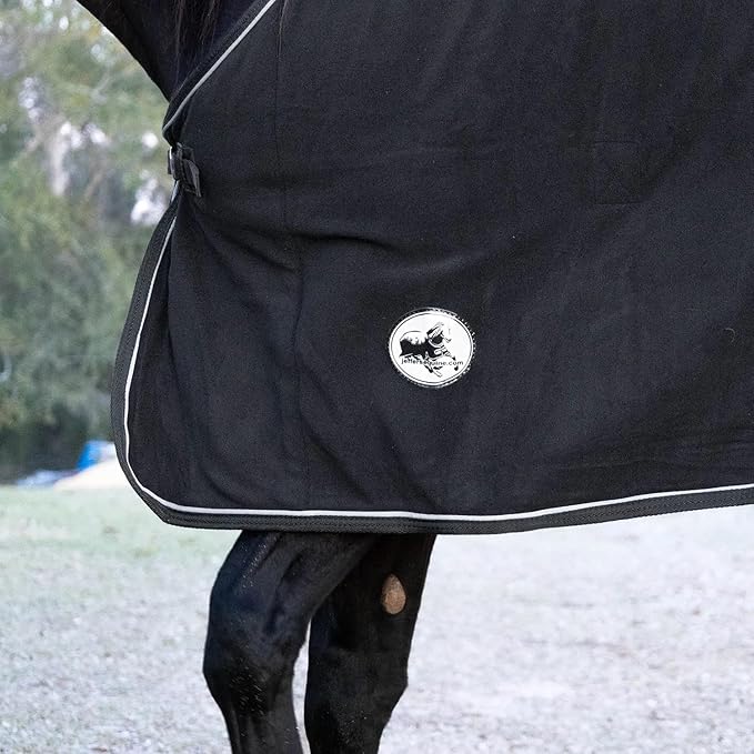 Jeffers Equine Elite Fleece Horse Cooler Blanket, 81 Inch – Soft, Adjustable Fit, Lightweight, Easy Care, Moisture Wicking Cooling Sheet with Surcingle for Post Exercise, Travel for Horses – Black